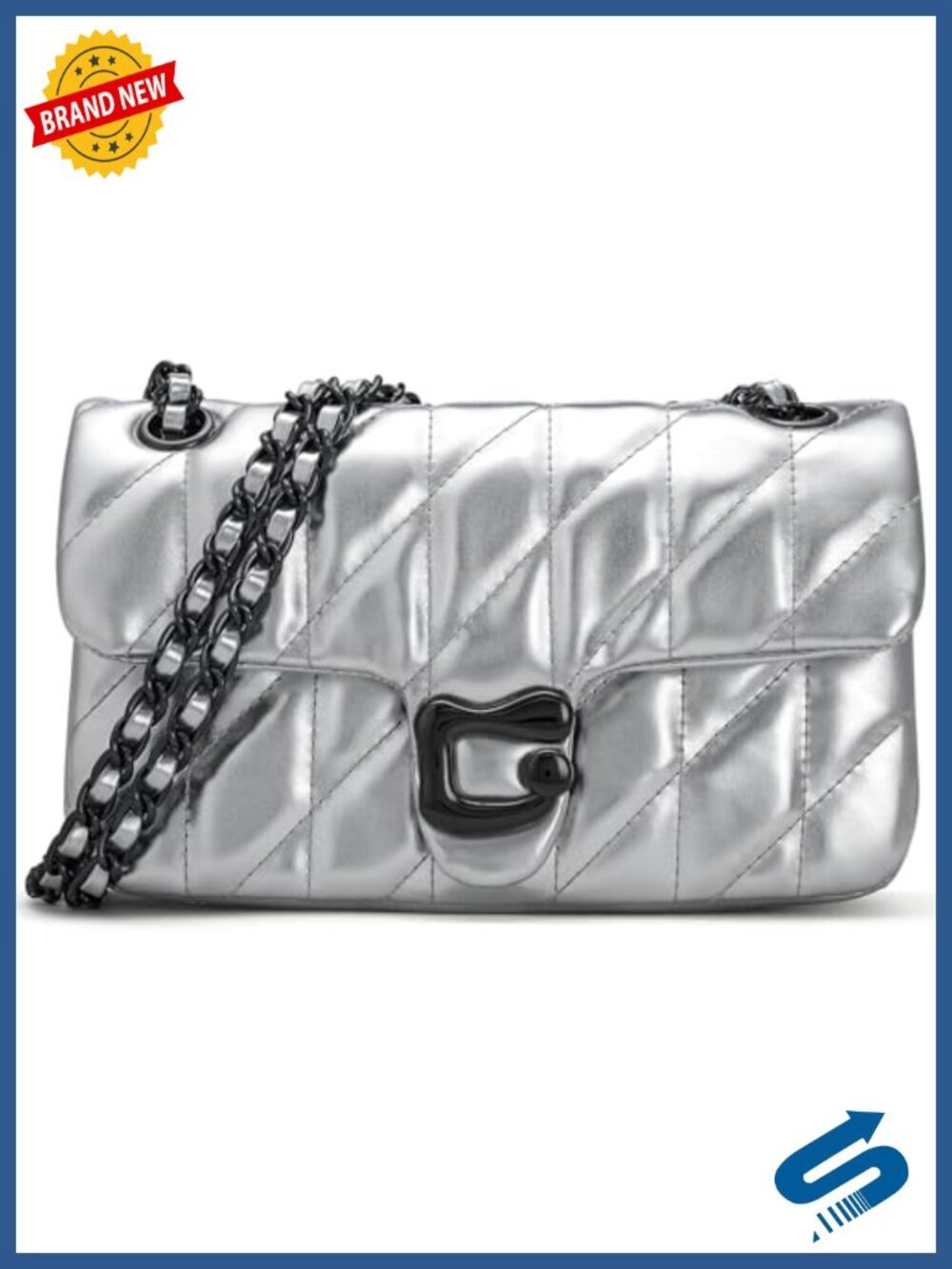 Vegan Leather Quilted Crossbody Shoulder Satchel Purse Handbag